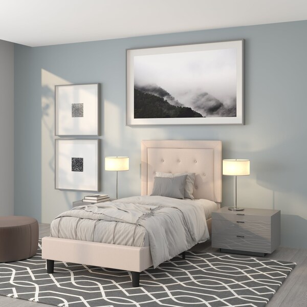 Flash Furniture Roxbury Twin Platform Bed, Beige - SL-BK5-T-B-GG