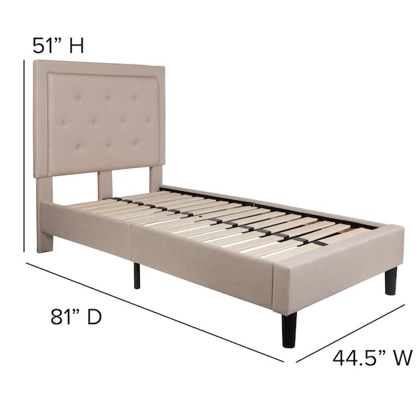 Flash Furniture Roxbury Twin Platform Bed, Beige - SL-BK5-T-B-GG