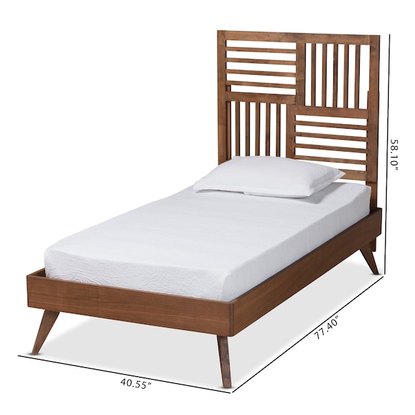Baxton Studio Gemma Mid-Century Modern Transitional Walnut Brown Finished Wood Twin Size Platform Bed - 187-11142-11159-ZORO