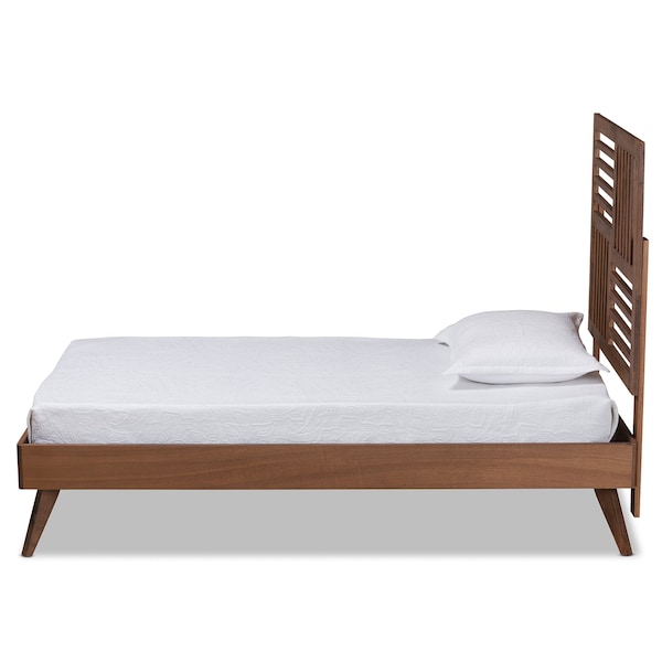 Baxton Studio Gemma Mid-Century Modern Transitional Walnut Brown Finished Wood Twin Size Platform Bed - 187-11142-11159-ZORO