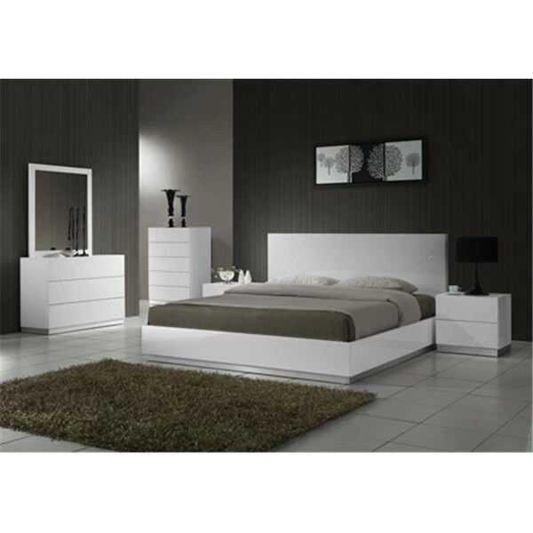 J&M Furniture J & M Furniture 17686-F Naples Full Size Bed - White Lacquer - 17686-F