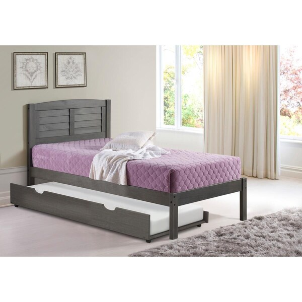 Donco Kids Twin Louver Bed with Trundle - Antique Grey - PD_212TAG_503