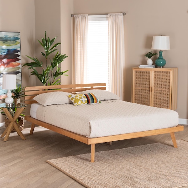 Baxton Studio Joaquin Modern Japandi Rustic Brown Finished Wood Full Size Platform Bed - 235-13240-ZORO