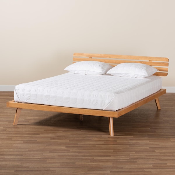 Baxton Studio Joaquin Modern Japandi Rustic Brown Finished Wood Full Size Platform Bed - 235-13240-ZORO