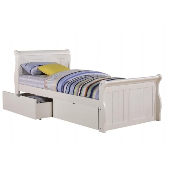 Pivot Direct Pivot Direct PD_325TW_505W Twin Sleigh Bed with Dual Underbed Drawers -  White - PD_325TW_505W