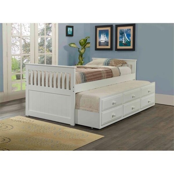 Pivot Direct Pivot Direct PD-103TW Twin Size Mission Captains Trundle Bed & Slat-Kits Mattress Ready - White - PD_103TW
