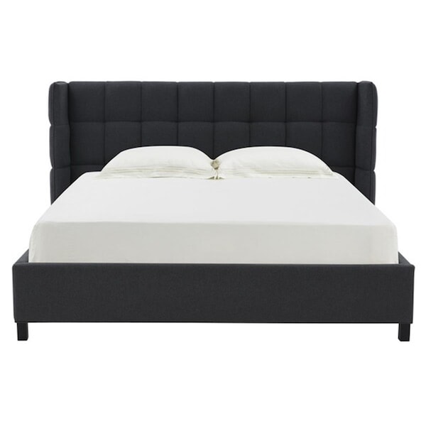 Safavieh SFV4753C-Q-2-3 Emerson Grid Tufted Bed, Dark Grey - Queen Size - SFV4753C-Q-2/3