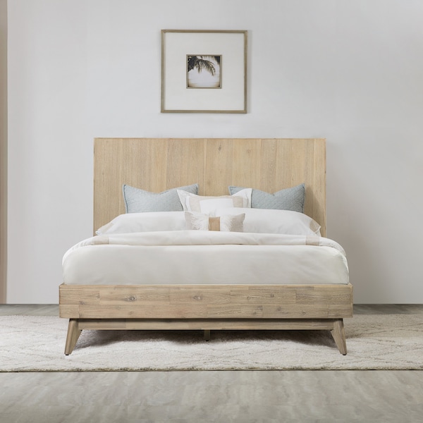 Armen Living Baly Acacia Mid-Century Gray Sandblast Platform Queen Bed - LCLFBDGRQN