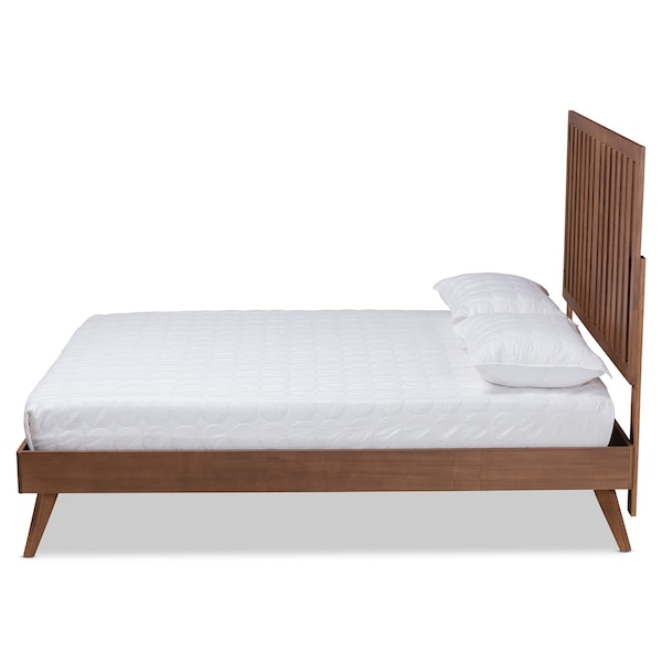 Baxton Studio Saki Mid-Century Modern Walnut Brown Finished Wood King Size Platform Bed - 186-11137-9409-ZORO
