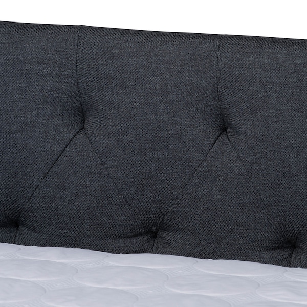 Baxton Studio Haylie Dark Grey Full Size Daybed with Roll-Out Trundle Bed - 158-9675