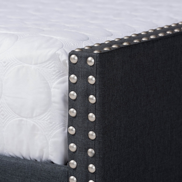 Baxton Studio Haylie Dark Grey Full Size Daybed with Roll-Out Trundle Bed - 158-9675