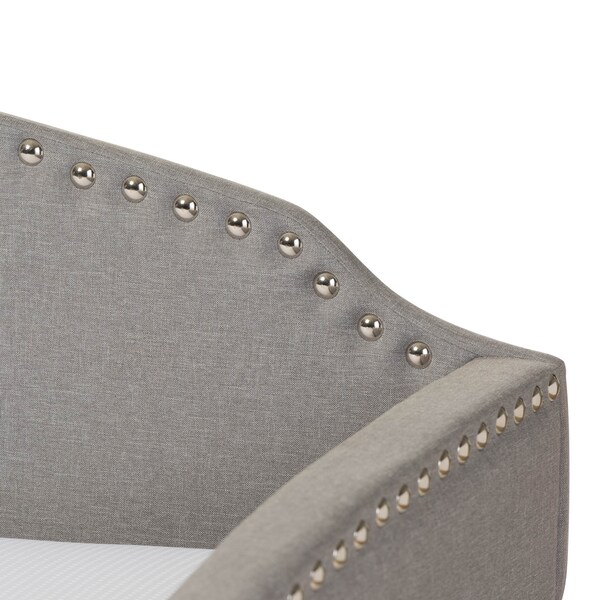 Baxton Studio Lanny Grey Arched Back Sofa Twin Daybed with Roll-Out Trundle Bed - 125-6841