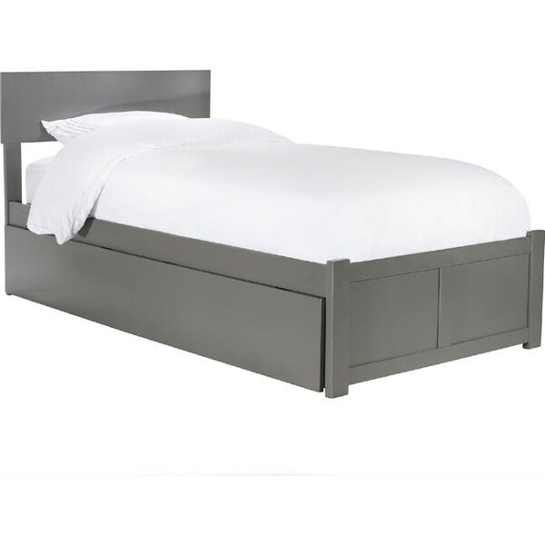 Atlantic Furniture Atlantic Furniture AR8122019 Orlando Twin Platform Bed with Flat Panel Foot Board & Twin Urban Trundle Bed - Grey - AR8122019