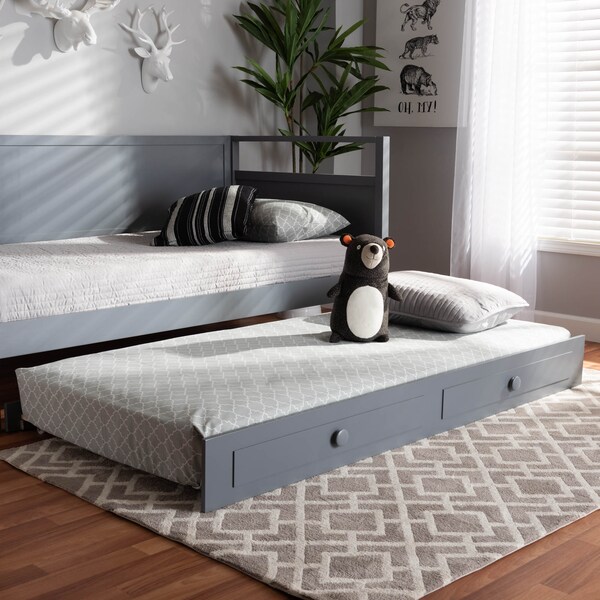 Baxton Studio Cintia Grey Finished Wood Twin Size Trundle - 158-9657
