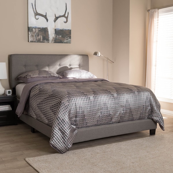Baxton Studio Audrey Modern Light Grey Upholstered Queen Size Bed - 146-8237
