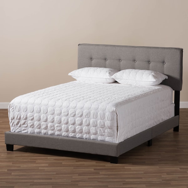 Baxton Studio Audrey Modern Light Grey Upholstered Queen Size Bed - 146-8237