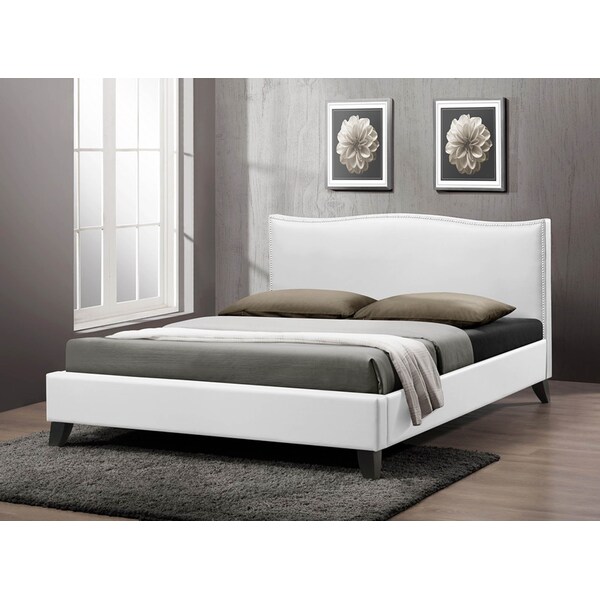 Baxton Studio Battersby White Modern Bed With Upholstered Headboard - Queen Size - 99-5008