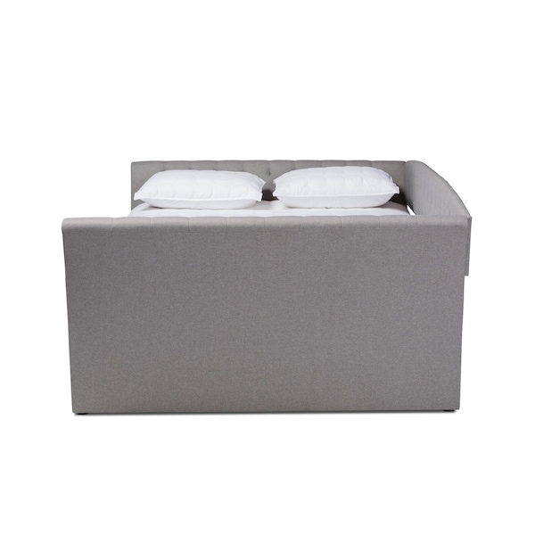 Baxton Studio Delora Light Grey Queen Size Daybed with Roll-Out Trundle Bed - 158-9665