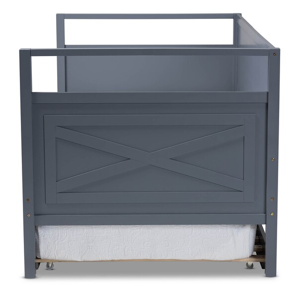 Baxton Studio Cintia Grey Finished Wood Twin Size Daybed with Trundle - 158-9643-9657