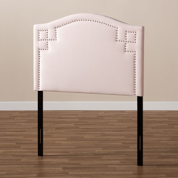 Baxton Studio Aubrey Light Pink Velvet Upholstered Twin Size Headboard - 154-9309