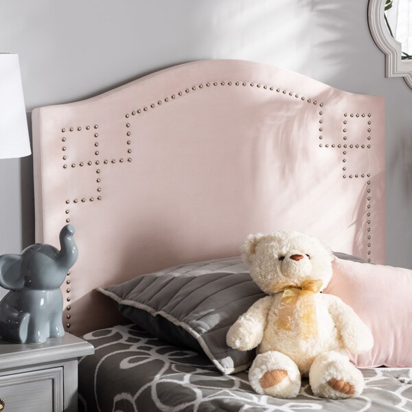Baxton Studio Aubrey Light Pink Velvet Upholstered Twin Size Headboard - 154-9309