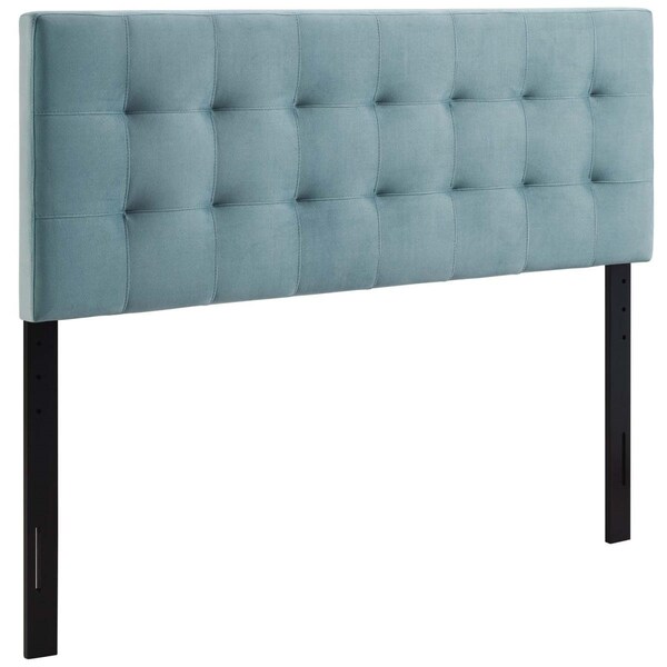 Modway Furniture Lily Biscuit Tufted Performance Velvet Headboard, Light Blue - Full Size - MOD-6119-LBU
