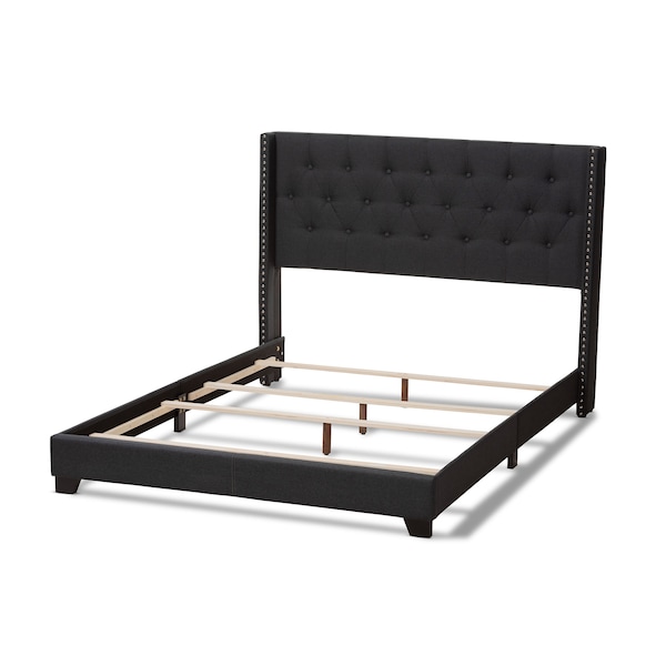 Baxton Studio Brady Modern Charcoal Grey Upholstered King Size Bed - 149-8943