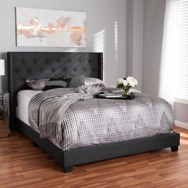 Baxton Studio Brady Modern Charcoal Grey Upholstered King Size Bed - 149-8943