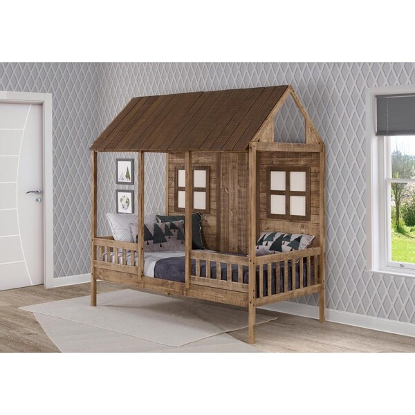 Donco Kids PD-1899TRD Twin Front Porch Low Loft, Rustic Driftwood - PD_1899TRD