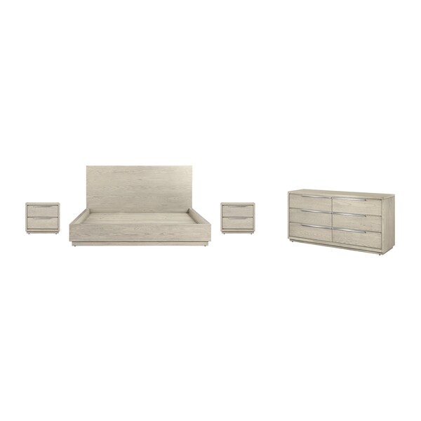 Armen Living Abbey King 4 Piece Bedroom Set in Gray Oak Wood - SETAJBDGRKG4A
