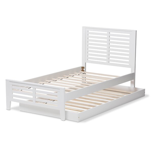 Baxton Studio Sedona Modern White-Finished Wood Twin Platform Bed with Trundle - 143-7875-7891