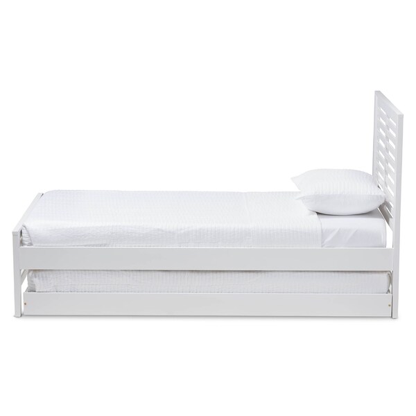 Baxton Studio Sedona Modern White-Finished Wood Twin Platform Bed with Trundle - 143-7875-7891