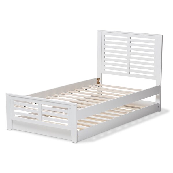 Baxton Studio Sedona Modern White-Finished Wood Twin Platform Bed with Trundle - 143-7875-7891
