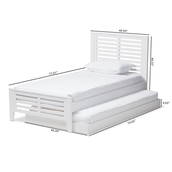 Baxton Studio Sedona Modern White-Finished Wood Twin Platform Bed with Trundle - 143-7875-7891