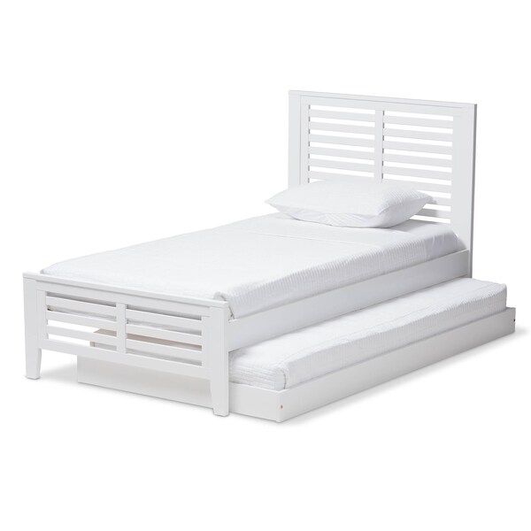 Baxton Studio Sedona Modern White-Finished Wood Twin Platform Bed with Trundle - 143-7875-7891