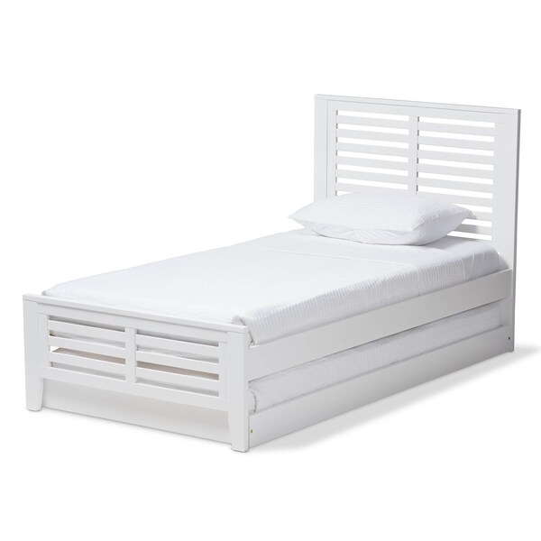 Baxton Studio Sedona Modern White-Finished Wood Twin Platform Bed with Trundle - 143-7875-7891