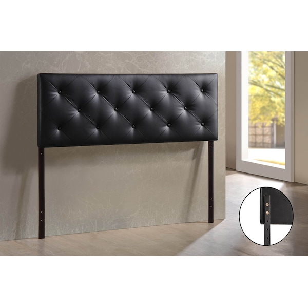 Baxton Studio Baltimore Modern Queen Black Faux Leather Upholstered Headboard - 106-5361
