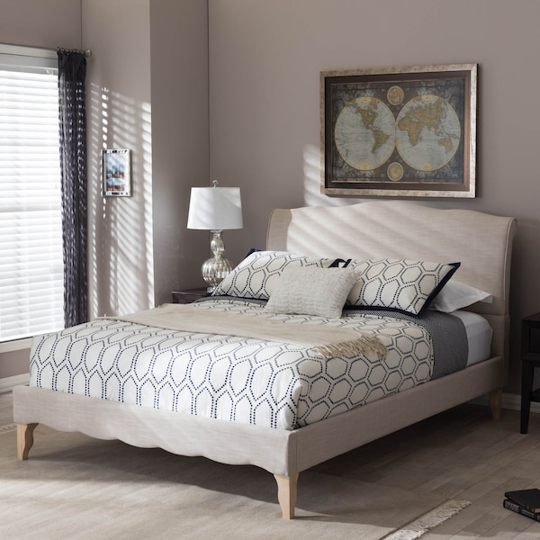 Baxton Studio Fannie Modern Style Beige Linen Full Size Platform Bed - 125-7015