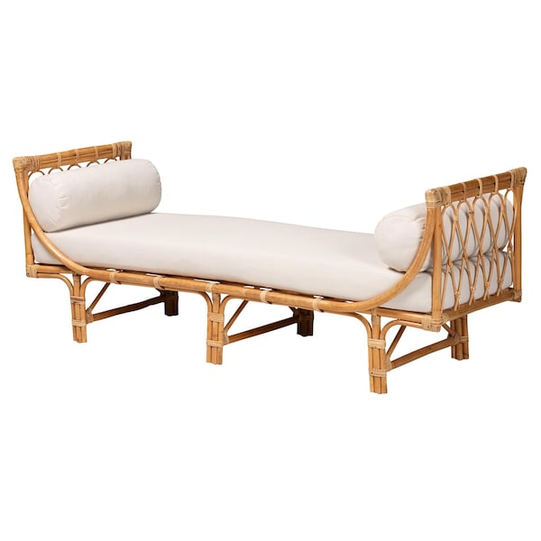Bali & Pari Macias Modern Bohemian Natural Brown Rattan Daybed - 239-13405-ZORO