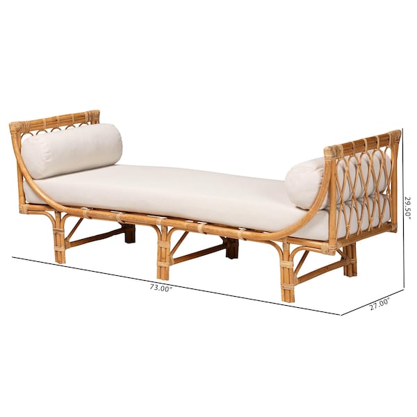 Bali & Pari Macias Modern Bohemian Natural Brown Rattan Daybed - 239-13405-ZORO