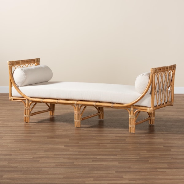 Bali & Pari Macias Modern Bohemian Natural Brown Rattan Daybed - 239-13405-ZORO