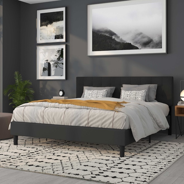 Flash Furniture King, Bedford Headboard, Black Fabric - HG-HB1704-K-BK-GG