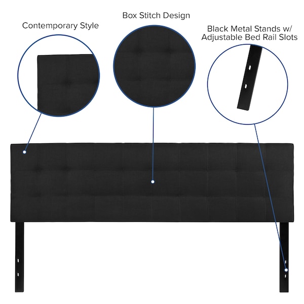 Flash Furniture King, Bedford Headboard, Black Fabric - HG-HB1704-K-BK-GG
