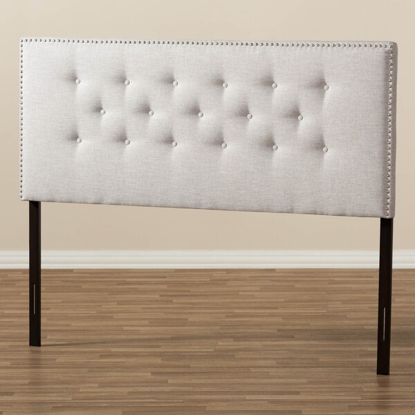 Baxton Studio Windsor Modern Greyish Beige Upholstered King Size Headboard - 142-7751