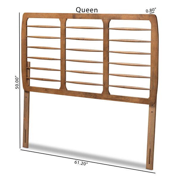Baxton Studio Carolyn Mid-Century Modern Ash Walnut Finished Wood Queen Size Headboard - 180-11148-ZORO