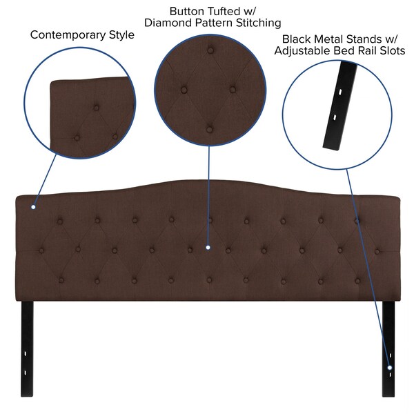 Flash Furniture King, Cambridge Headboard, Brown Fabric - HG-HB1708-K-DBR-GG