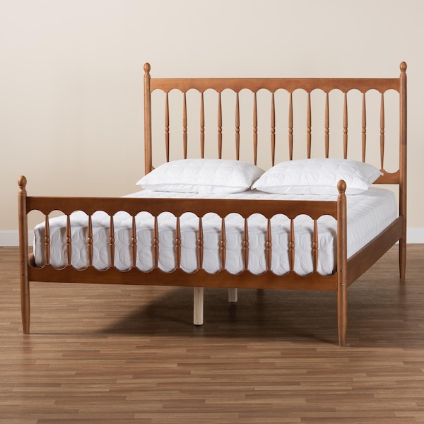 Baxton Studio Deance Retro-Modern Walnut Brown Finished Wood Queen Size Platform Bed - 245-13441-ZORO