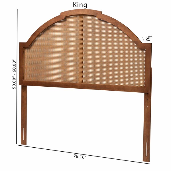 Baxton Studio Madeline Classic and Traditional Ash Walnut Finished Wood Queen Size Headboard with Rattan - 238-12664-ZORO