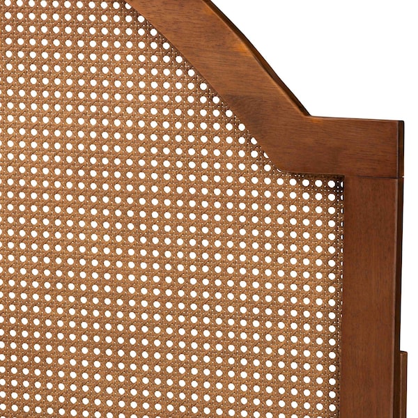 Baxton Studio Madeline Classic and Traditional Ash Walnut Finished Wood Queen Size Headboard with Rattan - 238-12664-ZORO