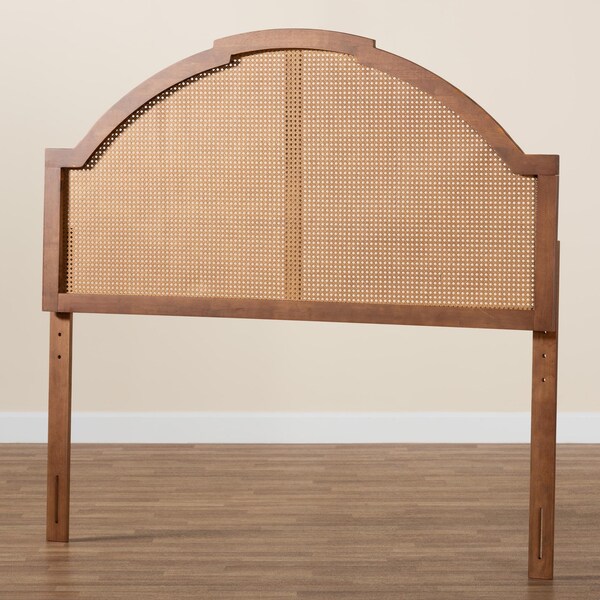 Baxton Studio Madeline Classic and Traditional Ash Walnut Finished Wood Queen Size Headboard with Rattan - 238-12664-ZORO